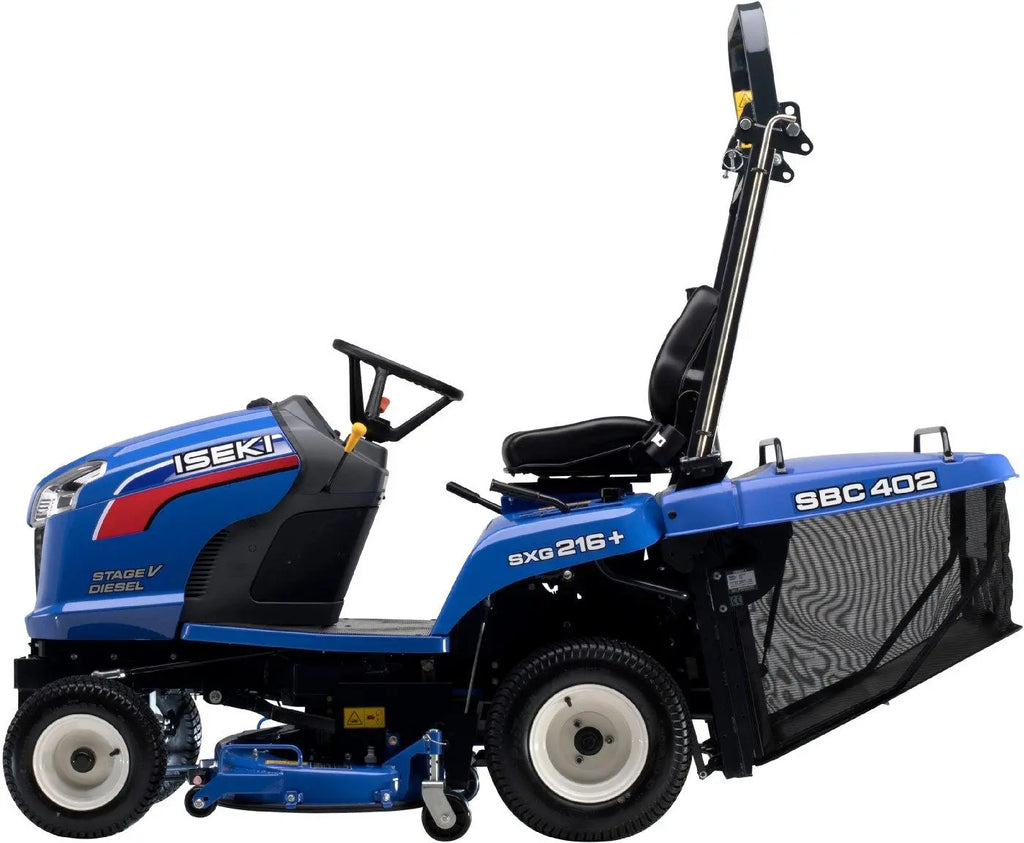 ISEKI SXG 216 M Diesel-Rasentraktor mit StVZO-Ausstattung und mechanischer Grasfangkorb-Entleerung