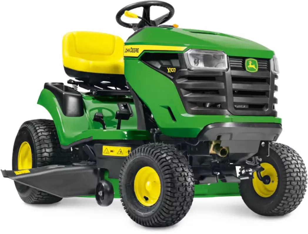 John Deere X107 Rasentraktor mit 107 cm Mähwerk und hydrostatischem Fahrantrieb