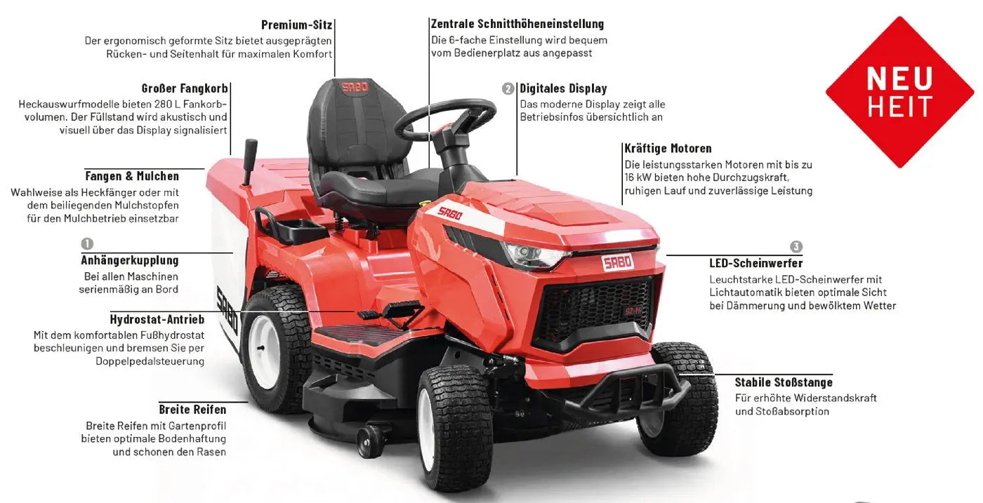 SABO 84-H Rasentraktor mit Hydrostat-Antrieb und 84 cm Schnittbreite