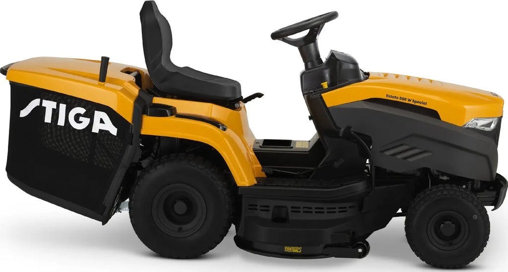 STIGA Estate 598 W Special HONDA Rasentraktor mit Mulchkit, Anhängerkupplung & Ladegerät – 98 cm Schnittbreite