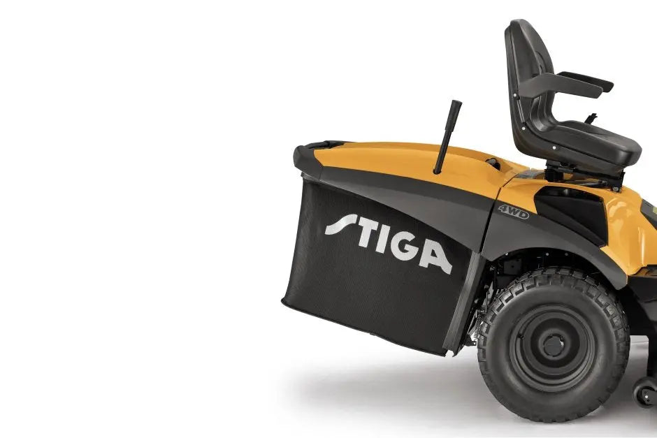 STIGA Estate 9122 WX Allrad-Rasentraktor – inklusive Mulchstopfen, Anhängerkupplung und Batterieladegerät für maximale Vielseitigkeit
